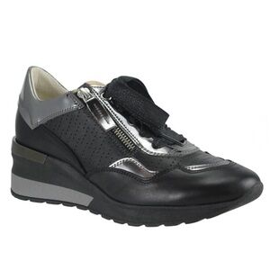 Ron White l Women's Black and Gray Wedge Sneaker
